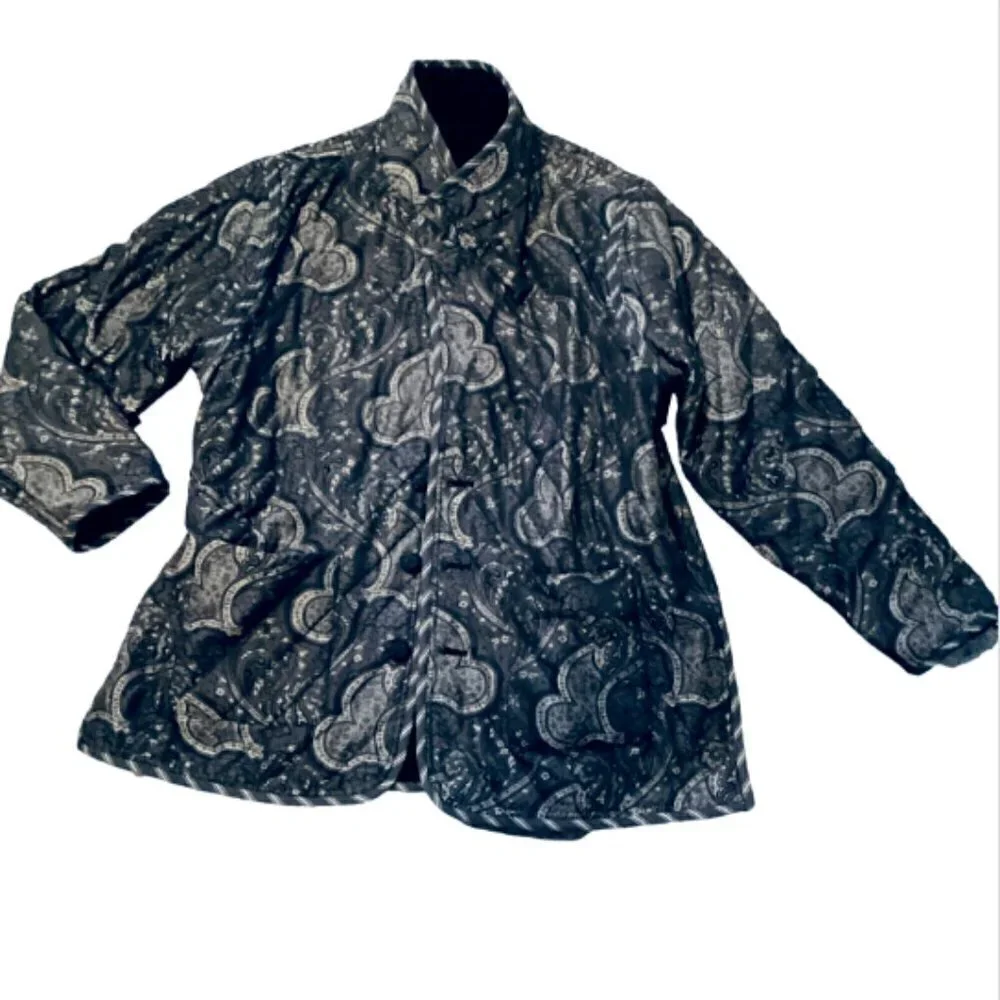 Koos of Course Vintage Reversible Velvet Jacket‎ Plus Sz 1X Black #167K